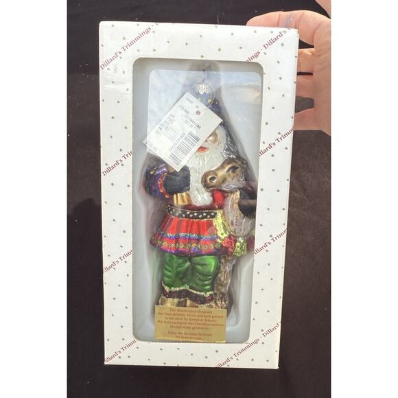 Large 7" Hand Blown Glass Santa Ornament Trimsetter By Dillards Made in Poland - Picture 3 of 11